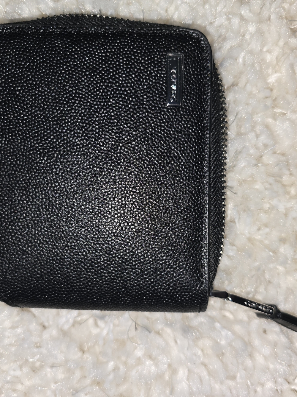 Calvin Klein Black Textured Leather Zip Wallet